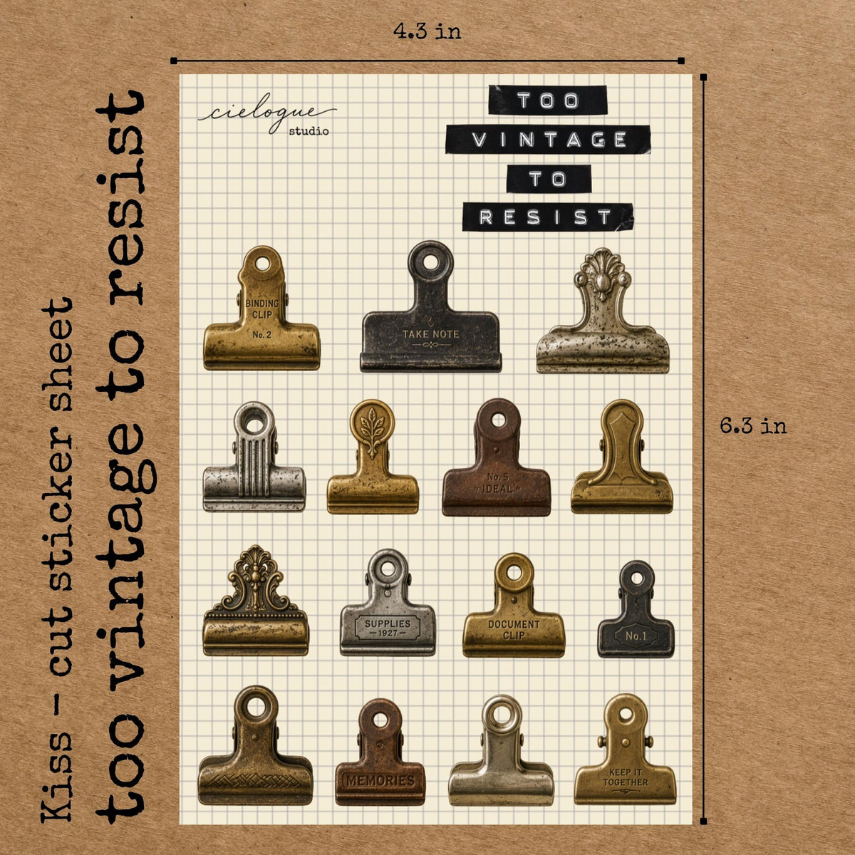 Vintage Binder Clip Sticker Sheet