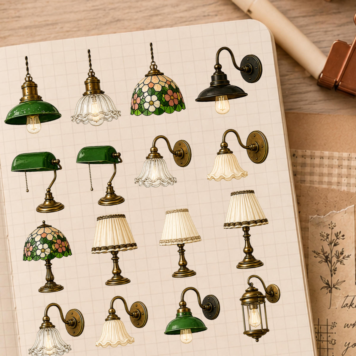 Vintage Lamp Sticker Sheet — image 3