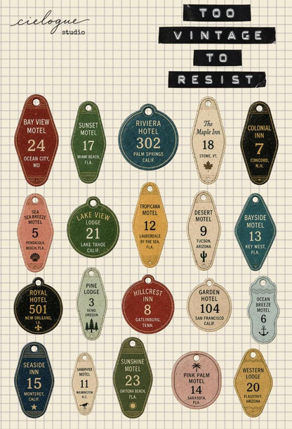Vintage Motel Key Tag Sticker Sheet — image 3