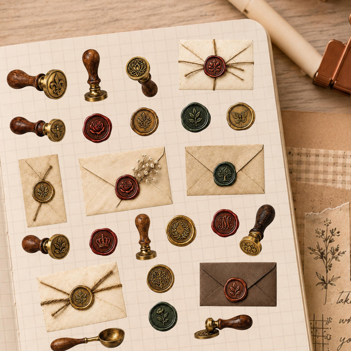 Vintage Wax Seal Stickers Sheet — image 2
