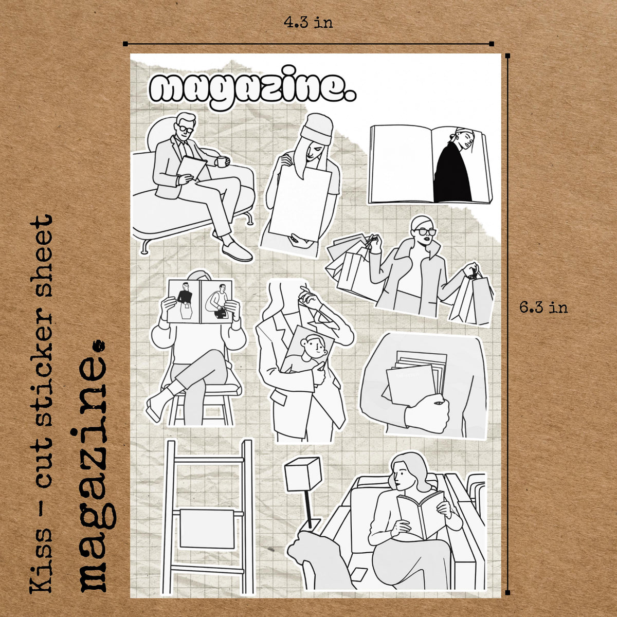 Nuetral Magazine Line Art Sticker Sheet: Minimalist Vintage Paper Style — image 3