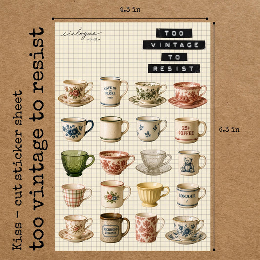 Retro Mug & Teacup Sticker Sheet — image 2