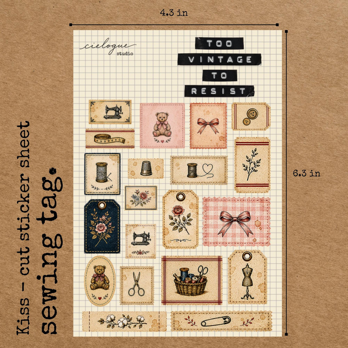 Vintage Sewing tag Sticker Sheet — image 3