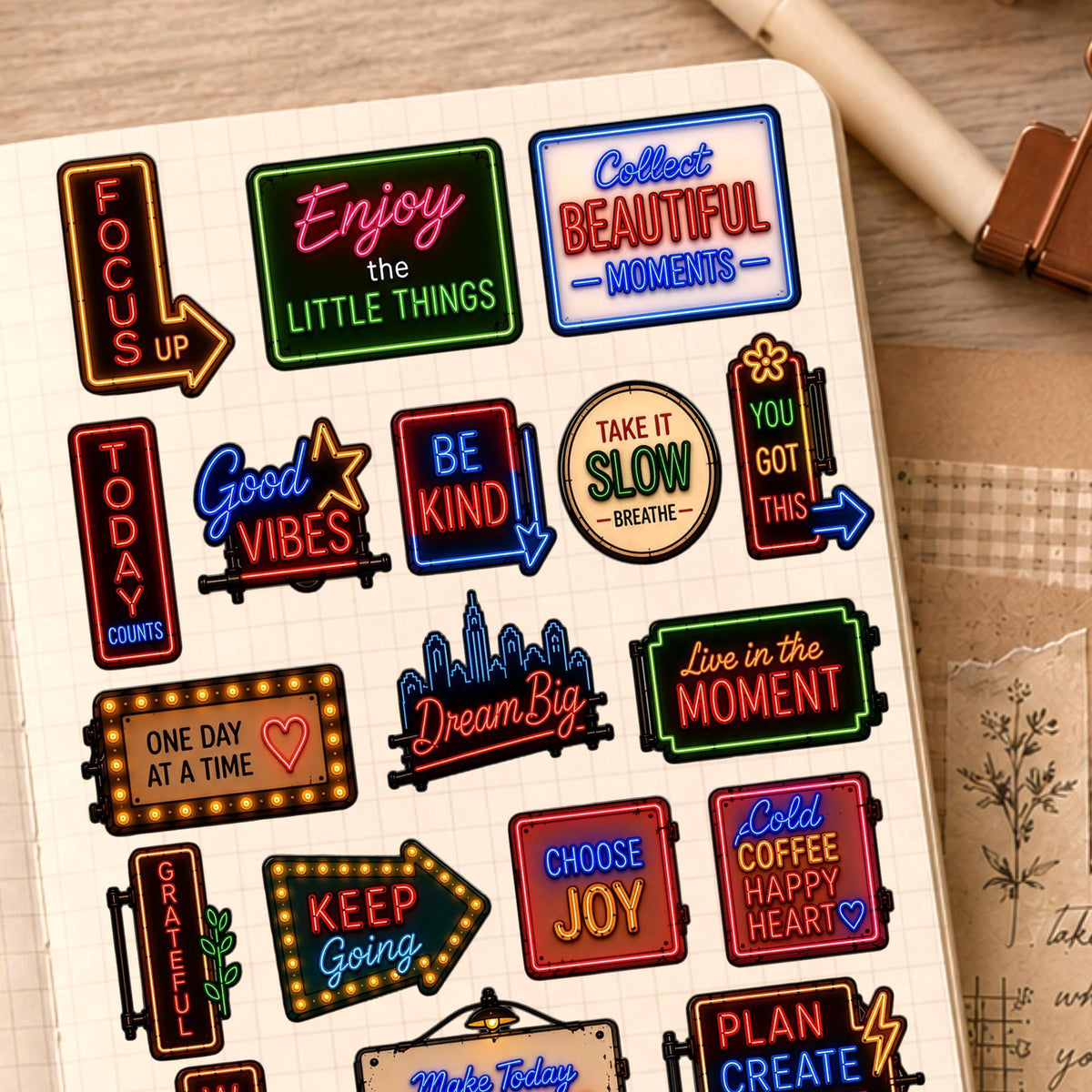 Neon Quote Sticker Sheet