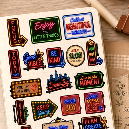 Neon Quote Sticker Sheet