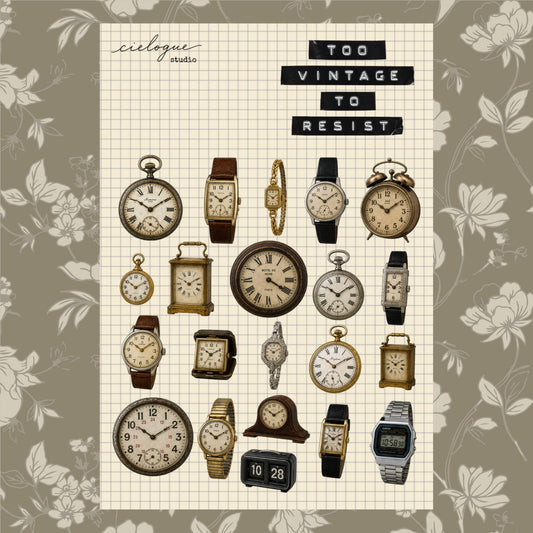 Vintage Clock Sticker Sheet