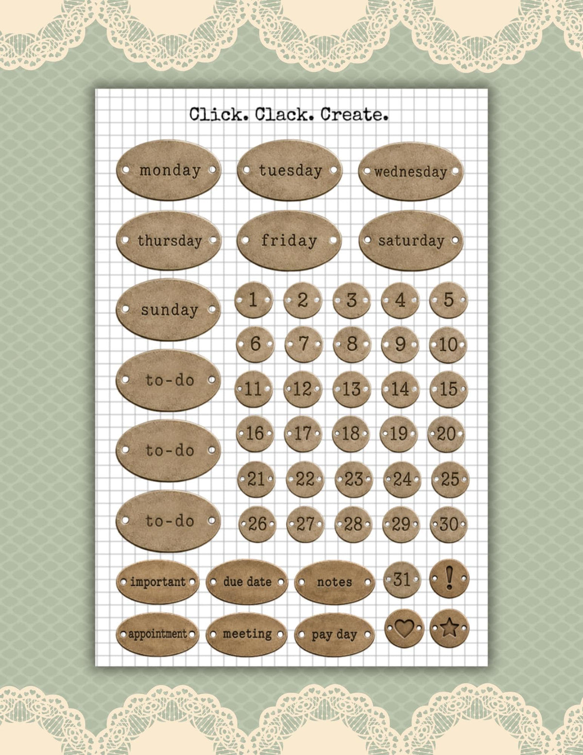 Date & Weekday Stickers