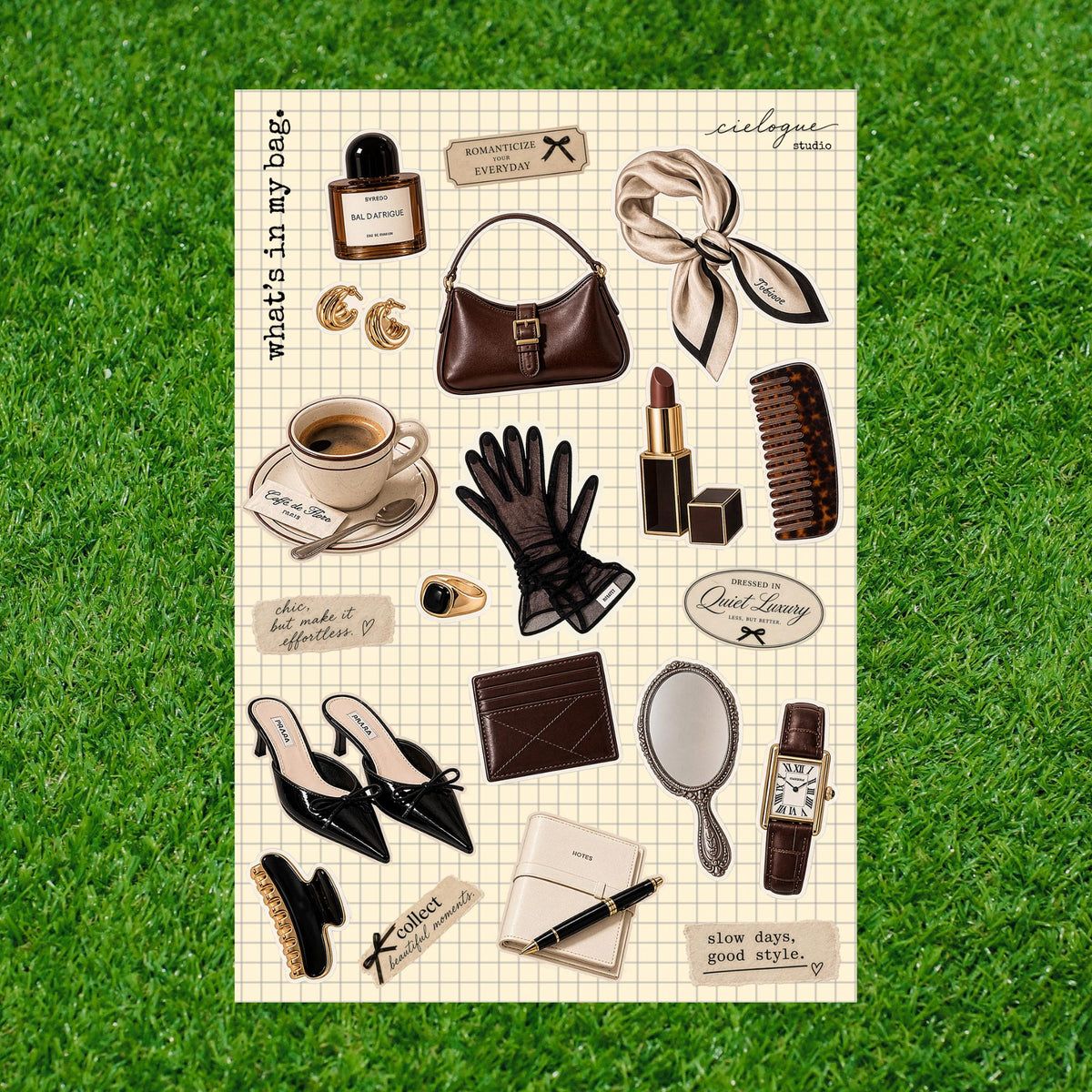 Daily Essentials Sticker Sheet — Brown