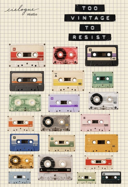 Vintage Cassette Tape Sticker sheet