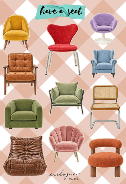 Mid Century Modern Furniture Stickers - Chairs — image 2