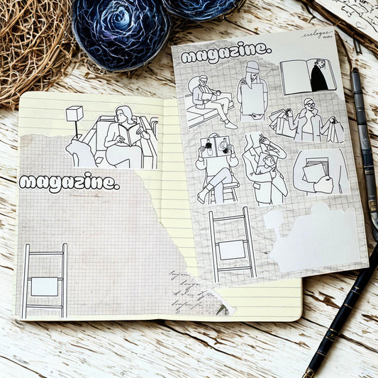 Nuetral Magazine Line Art Sticker Sheet: Minimalist Vintage Paper Style — image 2