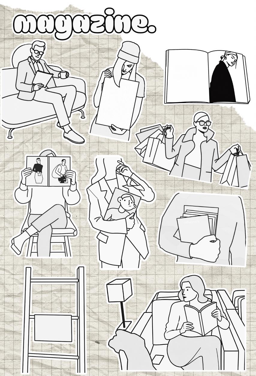 Nuetral Magazine Line Art Sticker Sheet: Minimalist Vintage Paper Style — image 4