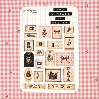 Vintage Sewing tag Sticker Sheet