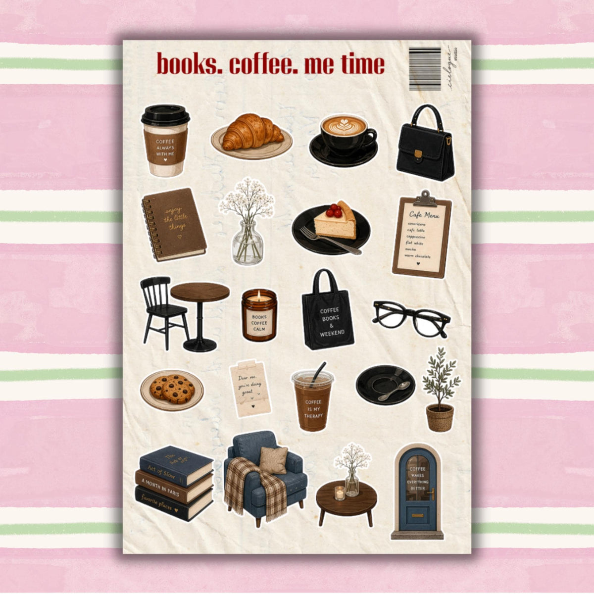 Cozy Books Coffee Me Time Sticker Sheet