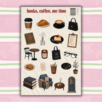 Cozy Books Coffee Me Time Sticker Sheet