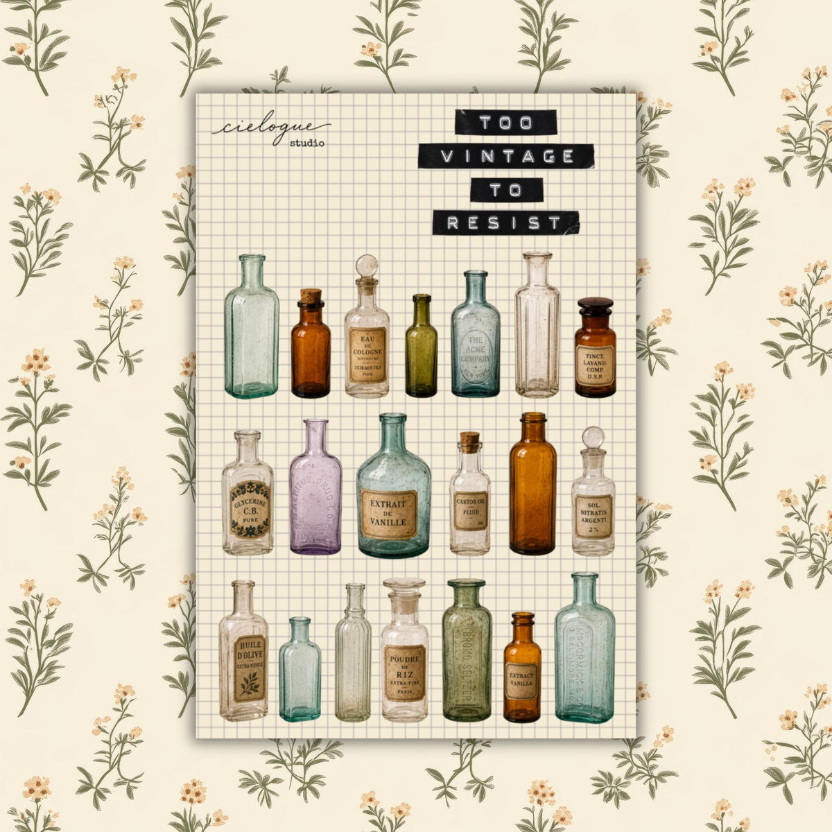 Vintage Apothecary Bottles Sticker Sheet