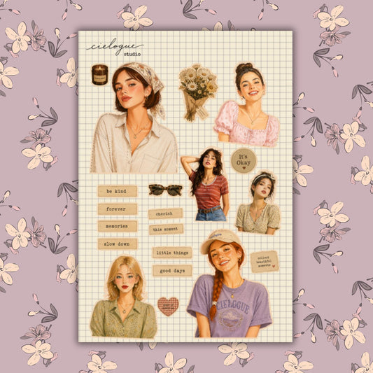 Vintage Girl Sticker Sheet