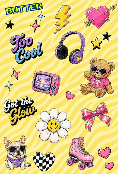 2 pack Holographic Retro Y2K Stickers