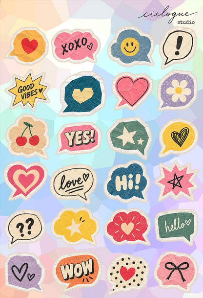 Retro word Bubble Sticker Sheet