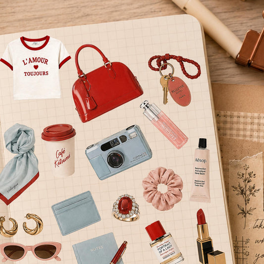 Daily Essentials Sticker Sheet — Sky Blue + Red — image 2