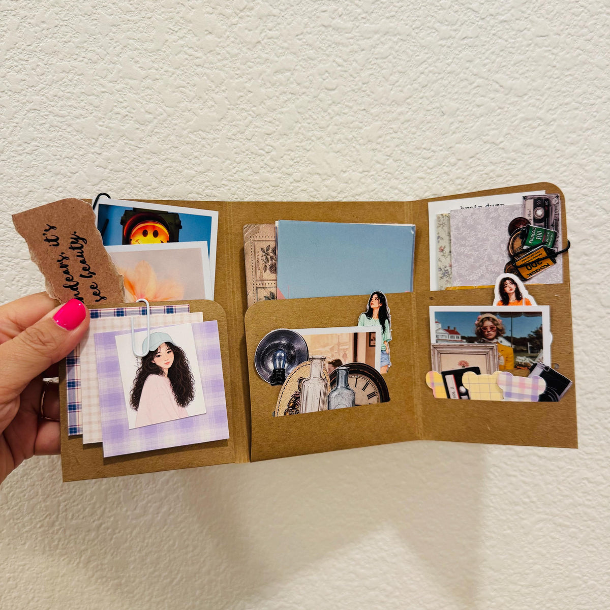 Curated Paper Pocket file [38pieces] Collage Paper & Sticker Bundle