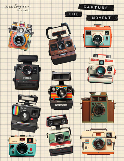 Vintage Camera Polaroid Sticker Sheet
