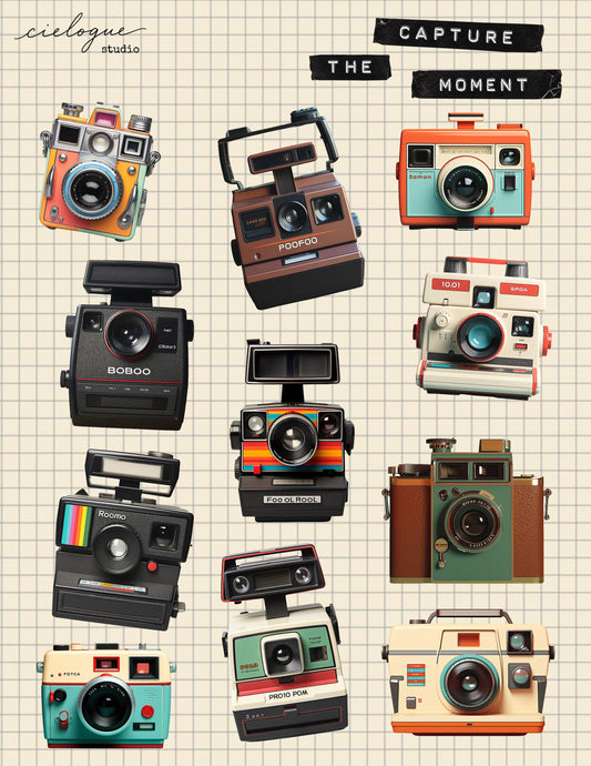 Vintage Camera Polaroid Sticker Sheet