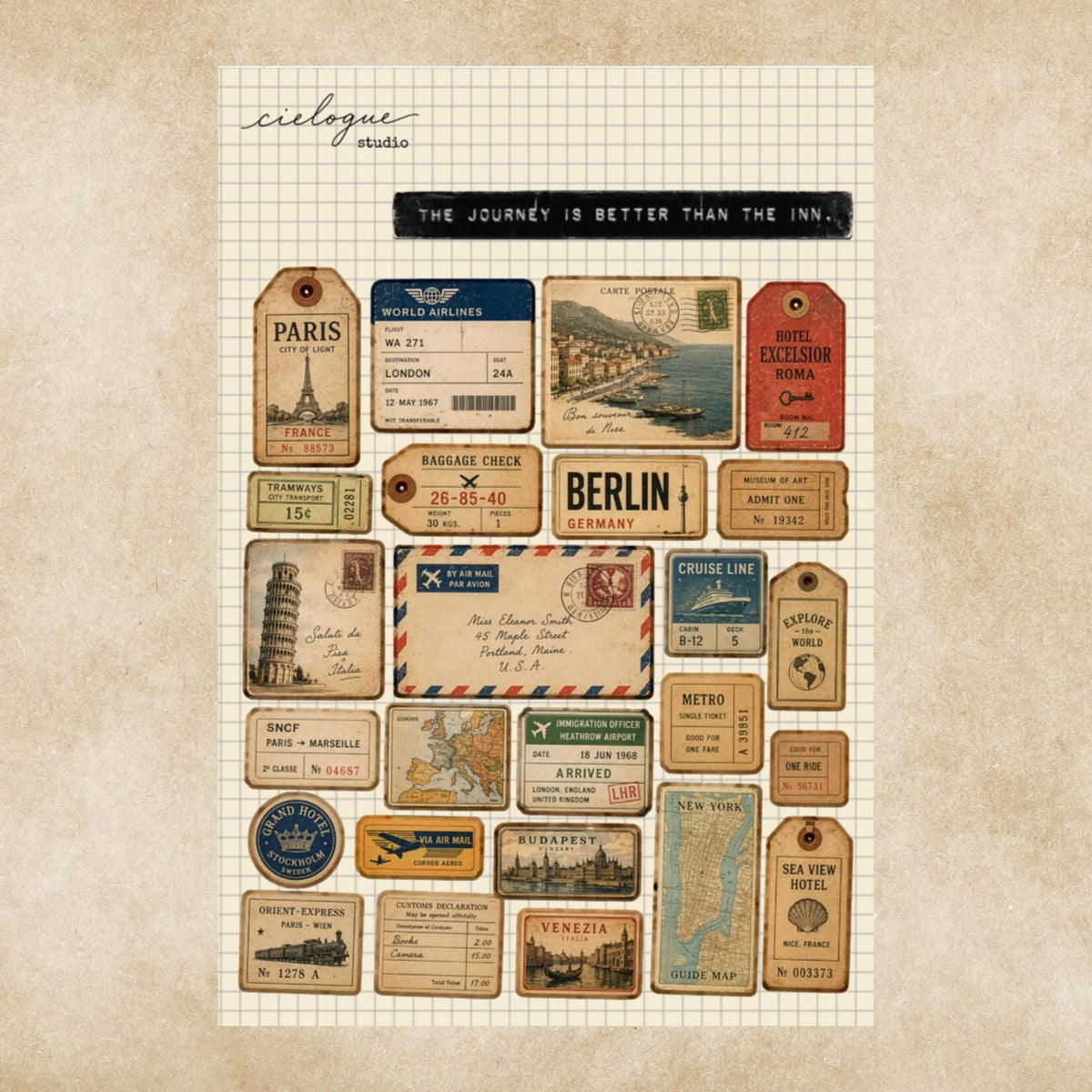 Vintage Travel Sticker Sheet
